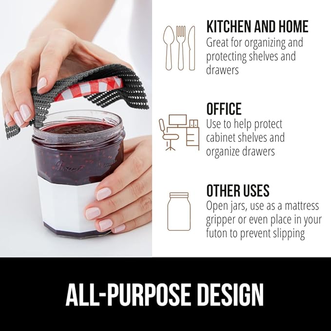 Gorilla Grip powerGRIP Drawer Shelf and Cabinet Liner, Thick Strong Hold, Non-Adhesive Liners Protect Kitchen Cabinets and Cupboard, Bathroom Drawers, Easy Install, Breathable Mat, 20" x10', Charcoal