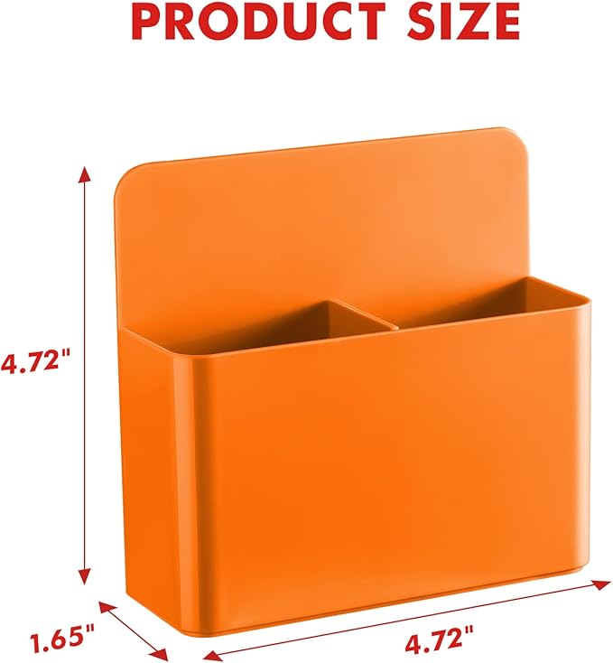 BEYGORM 2 Pack Plastics Magnetic Pen Holder for Refrigerator, Dry Erase Marker Holder for Whiteboard，Magnet School Locker Organizer Accessories, Pencil Cup, Pen Caddy, Classroom Organization(Orange)