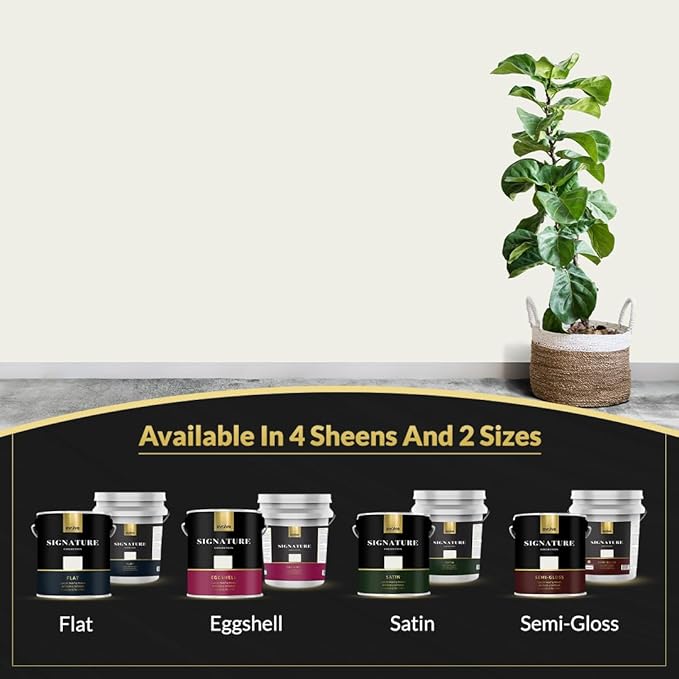 EVOLVE Signature Paint & Primer: Luxury Paint & Primer for Indoor & Outdoor Surfaces, Minimal Odor, Eggshell Sheen (Gypsum White, 1 Gallon)