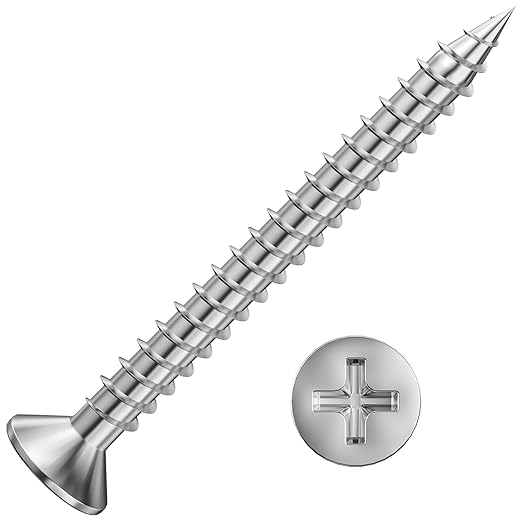 (200Pcs) #8x1-1/2 Wood Screw Quick Metal Self Tapping Flat Head 304 Stainless Steel