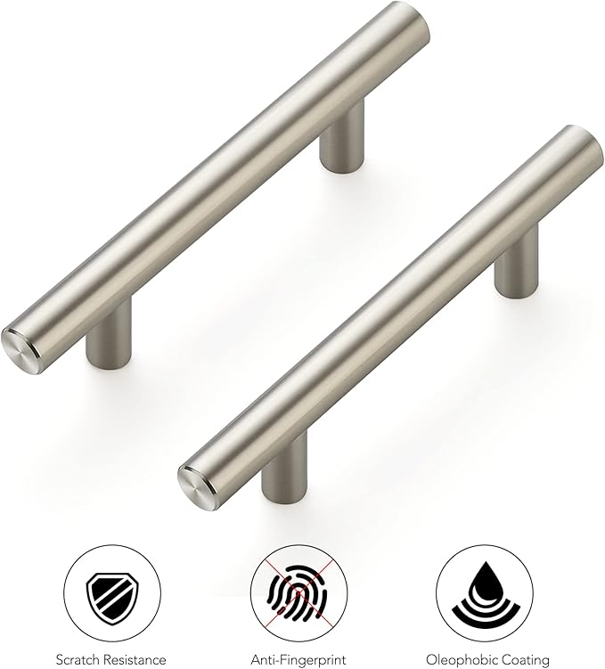 Ravinte 20 Pack | 5'' Cabinet Pulls Brushed Nickel Stainless Steel Kitchen Drawer Pulls Cabinet Handles 5”Length, 3” Hole Center with Mounting Template