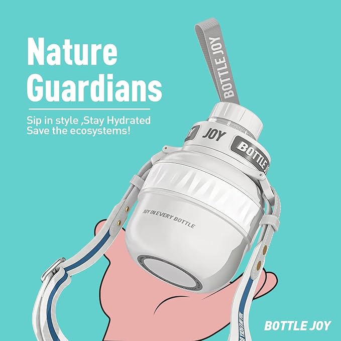 Stainless-Steel Water Bottle: Leakproof Lid, Perfect Sip, Double Insulated, Eco-Friendly, Dishwasher Safe & Stylish Strap, Kids Water Bottle, Gifts for Kids (Beluga Whale, 16 oz)