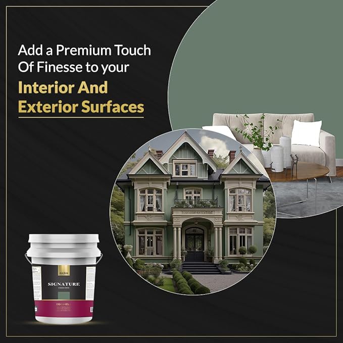 EVOLVE Signature Paint & Primer: Luxury Paint & Primer for Indoor & Outdoor Surfaces, Minimal Odor, Eggshell Sheen (Cadet Green, 5 Gallon)