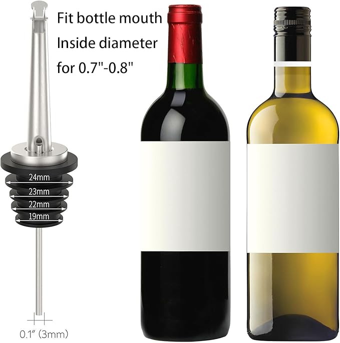 Axe Sickle 6 Pcs Oil Spout Liquor Bottle Pourer Spouts Stainless Steel Speed Pour Spouts for Olive Oil Dispenser Spout for About 3/4" Bottle Mouth, with Flip Top
