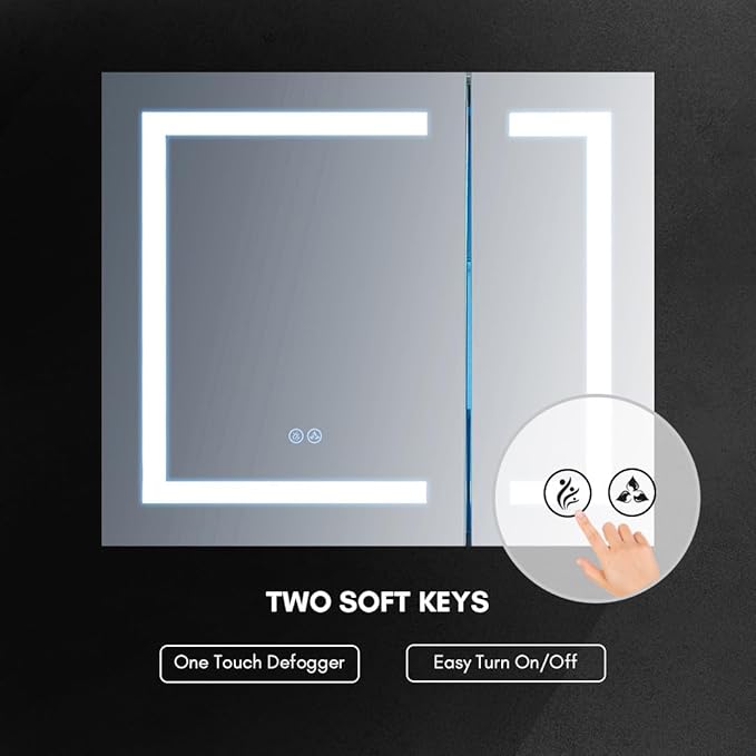 Blossom LED Medicine Cabinet Mirror for Bathroom 30x26 - Lighted Medicine Cabinet with Mirror - Recessed/Surface Mount - Anti-Fog, Dimmable, 3 Color Light Makeup - Wall Mounted Storage Cabinet