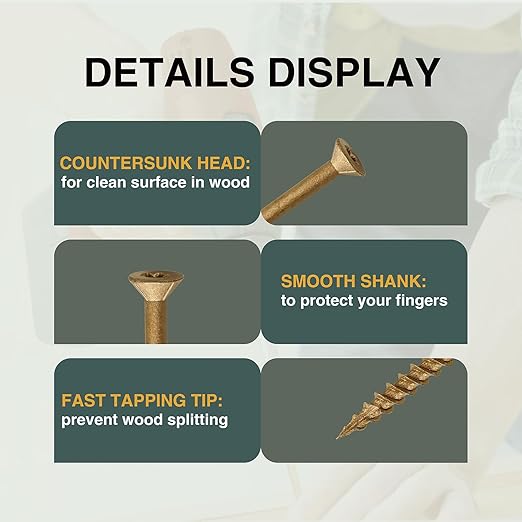 T.K.Excellent Deck Screws 3 Inch Wood Screws Outdoor #10 x 3, 315 Pcs, Rust Resistant Structural Fence Screws Torx Drive Screw, for Gazebos or Siding, Two T25 Bits, Brilliant Brown/Tan Ruspert Coating