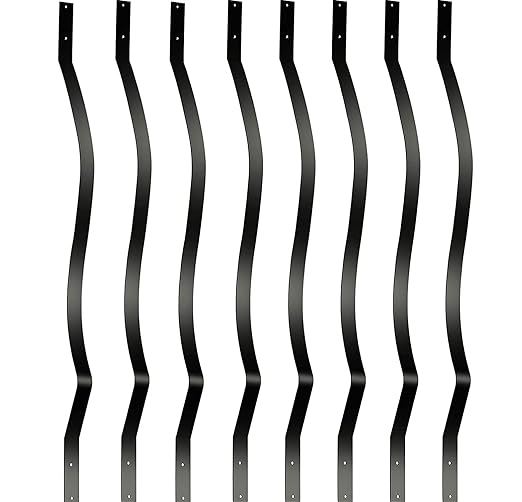 Akenow Wavy Iron Railing, 32.25 Inch Wave Arc Balusters (61 Pack) with Screws for Outdoor Stair Deck Porch