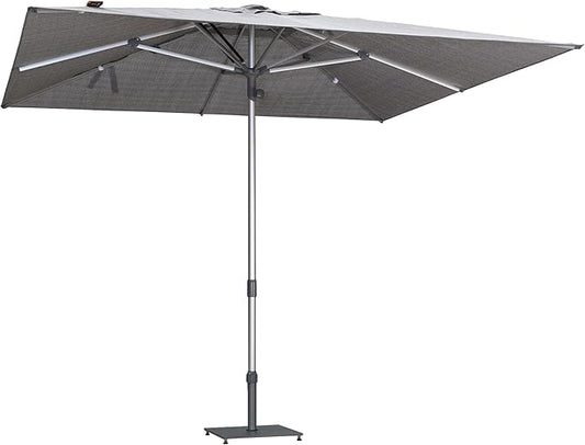PURPLE LEAF 10 X 10 FT Semi-Auto Outdoor Patio Umbrella Market Table Sun Umbrellas with 8 Aluminum Sturdy Ribs for Backyard Deck Garden Pool (Silver Pole Gray Canopy)