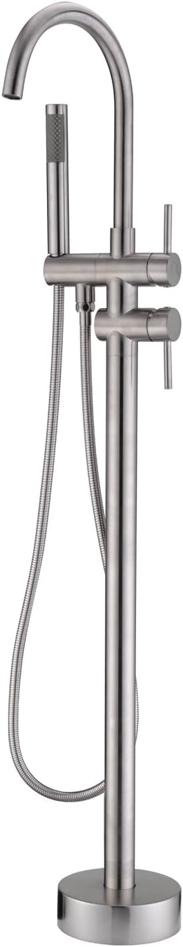 Freestanding Tub Filler Bathtub Faucet Brushed Nickel Floor Mounted Faucets with Handheld Shower