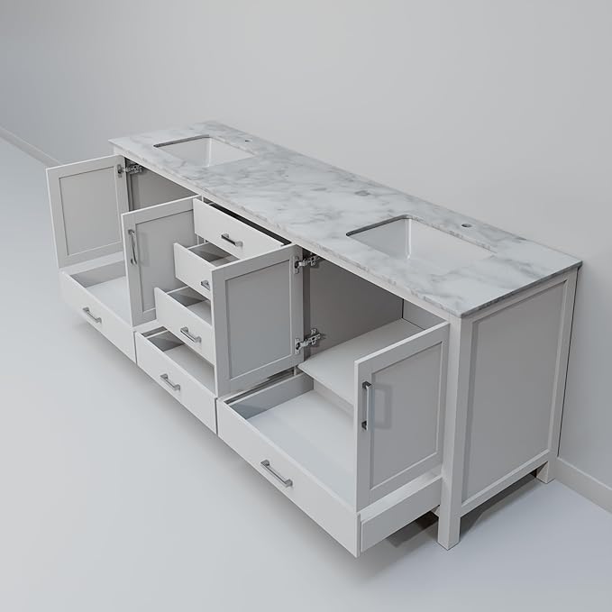 Big Sur 80 in. W x 22 in. D White Double Bath Vanity and Carrara Marble Top