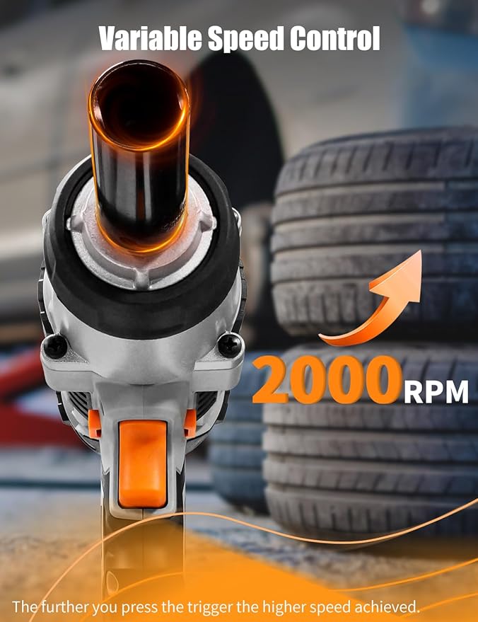 AVID POWER Impact Wrench 1/2” Drive w/Max Torque 330 ft-lbs (450N.m), 20V Cordless Impact Wrench w/ 3.0A Li-ion Battery, 4Pcs Drive Impact Sockets, Fast Charger, Tool Bag (Grey)