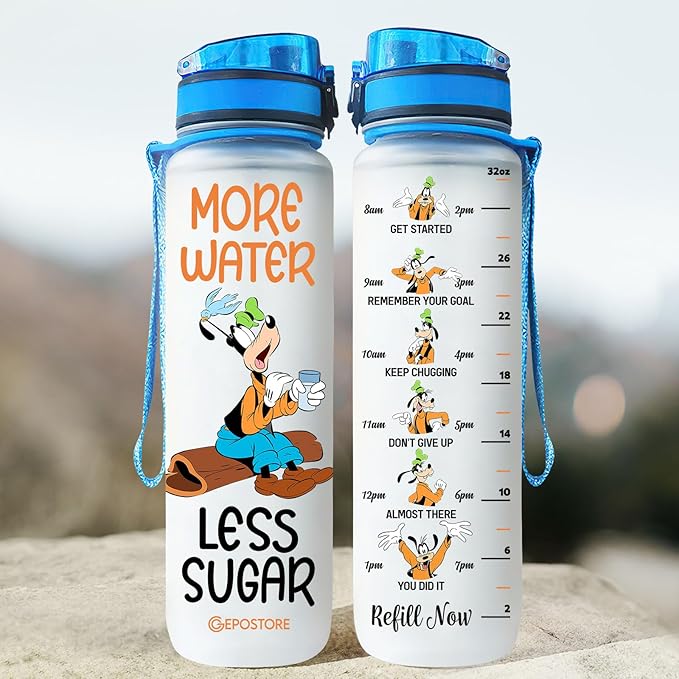 Dog Cartoon 32 Oz Water Tracker Bottle, Insulated Water Bottle with Cute Dog Character