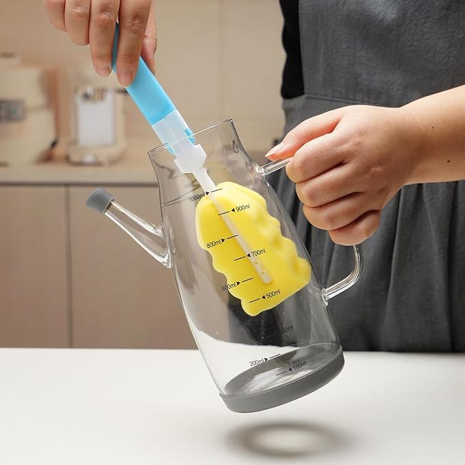 Large Glass Oil Dispenser Bottle for Kitchen Cooking Recipiente Para Aceite De Cocina Olive Oil Vinegar Dispenser Cruet Stainless Steel Lid No Drip Liquid Container (Grey, 20oz / 600ml)