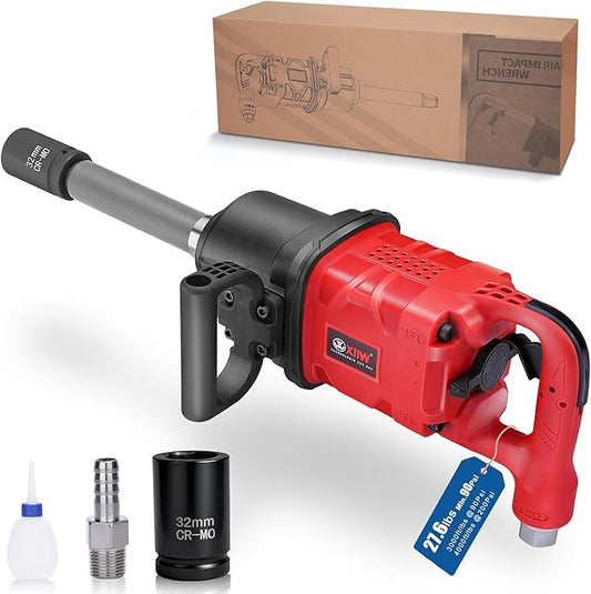 1 Inch Air Impact Wrench, Up to 4000 ft-lbs High Reverse Torque, 1'' Pneumatic Impact Gun w/ 9 Inch Extended Anvil and 2 D Handles 3800RPM for Heavy Duty Repairs