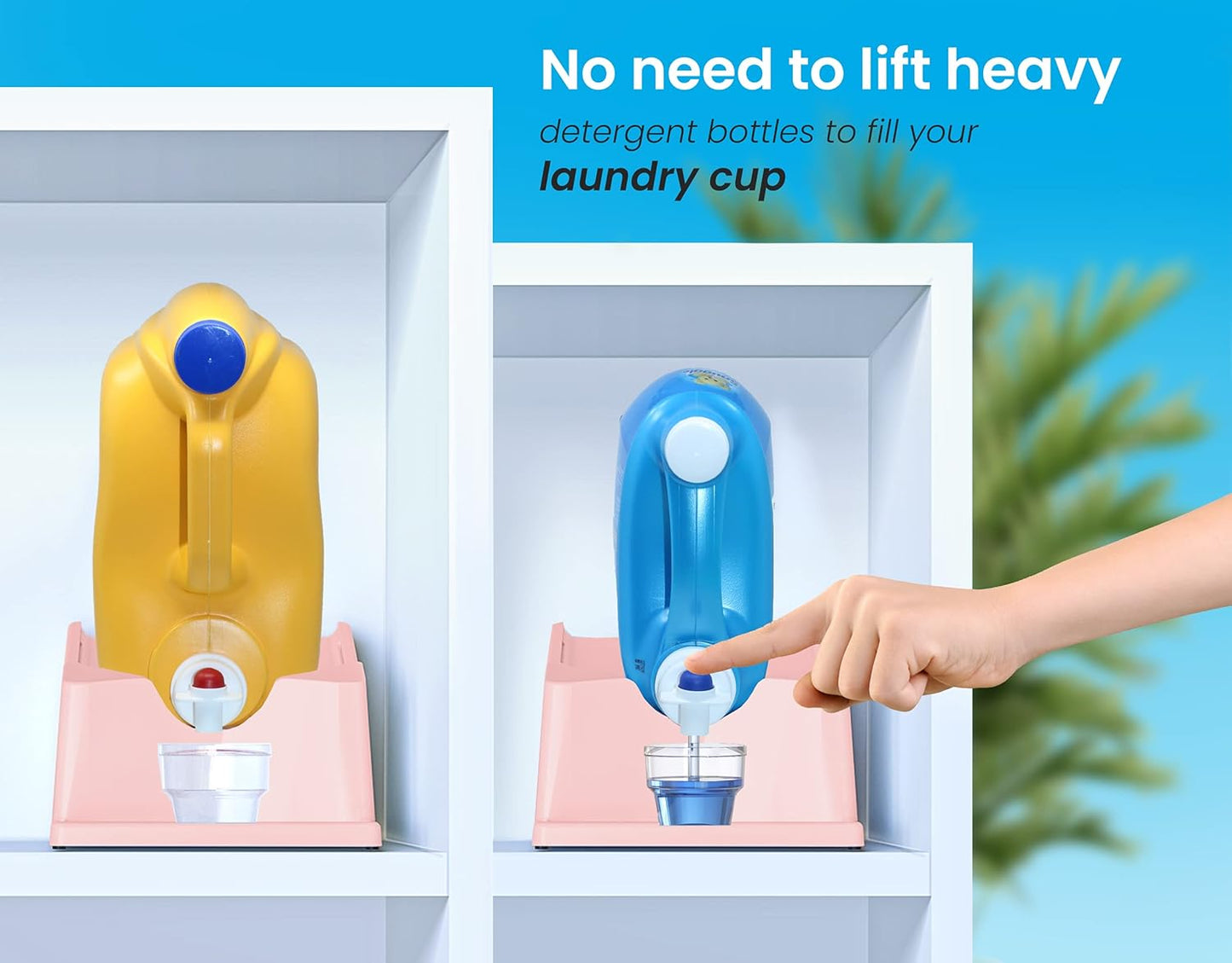 TidyFriend Laundry Detergent Holder Stand Organizer with Drip Tray, 3 Pack Laundry Soap Holder with Non-Slip Rubber Feet for Washing Space Organization, Angled Downward Slope for Easy Pouring (Rose)