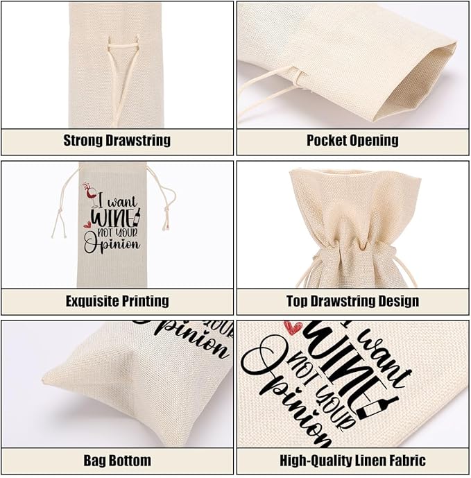 Funny Wine Quotes Wine Bag Wine Tasting Party Supplies for Wine Lovers Women Men Bride Groom Friend Him Christmas Birthday Wedding Bachelorrette Party Wine Bags