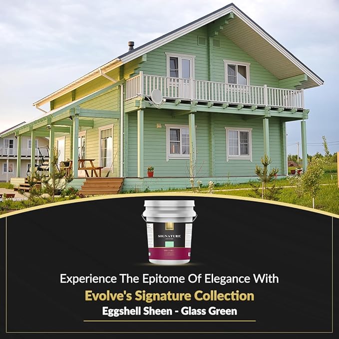 EVOLVE Signature Paint & Primer: Luxury Paint & Primer for Indoor & Outdoor Surfaces, Minimal Odor, Eggshell Sheen (Glass Green, 5 Gallon)
