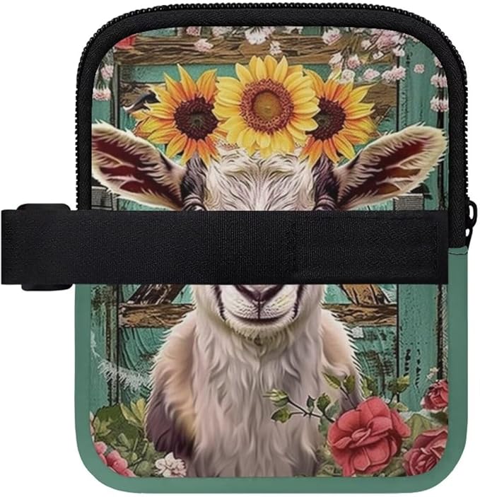 Goat Sunflower Stanley Cup Pouch with Adjustable Strap Water Bottle Storage Bag 20oz-40oz IceFlow Tumbler Pouch for Stanley Accessories