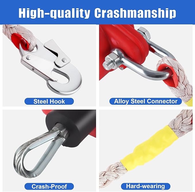 Fall Protection Lanyard Fall Arrest Protector 17Feet Self Retractable Double Locking Gear, Dual Shell Fall Safety Lifeline, Rope for Roofing, Construction, Rescue