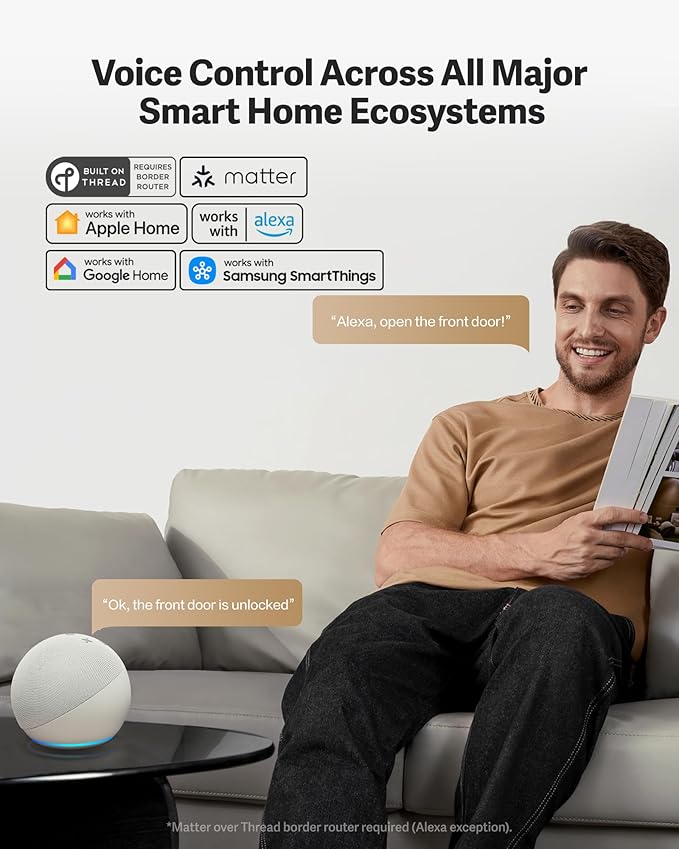 Lockin Veno Plus Smart Lock with 2K 180° Security Camera & Video Doorbell, AI Local Storage, Palm Vein/Fingerprint Keyless Entry Door Lock, Smart Locks for Front Door Bulit in Wi-Fi, App Control