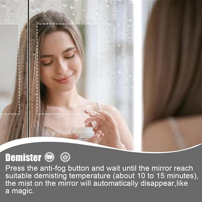 Stainless Steel LED Medicine Cabinet,Bathroom Mirror Cabinet with Light,3 Color,Dimmable,Equipped with Defogger,USB Shavor Socket,Internal Light,24×28 Inch