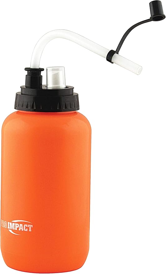 Pro Impact Squeezable Water Bottle Bendable Long Straw and Spray cap - LDPE BPA Free Plastic - Hydration for Baseball Hockey Gym MMA Yoga Boxing Cycling Softball Football Lacrosse (35.5 Oz.)