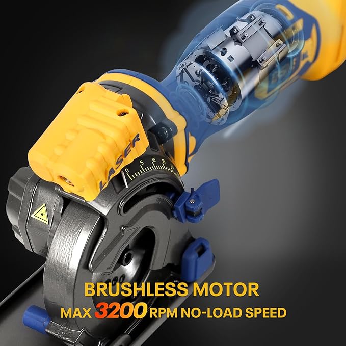 Mini Circular Saw Compatible with DeWalt 20V Max Battery,3-1/2" Brushless Cordless Round Saw Kit w/4Ah Battery & 1.5A Charger,Laser Guide,3200 RPM,Ideal for Wood,PVC,Metal