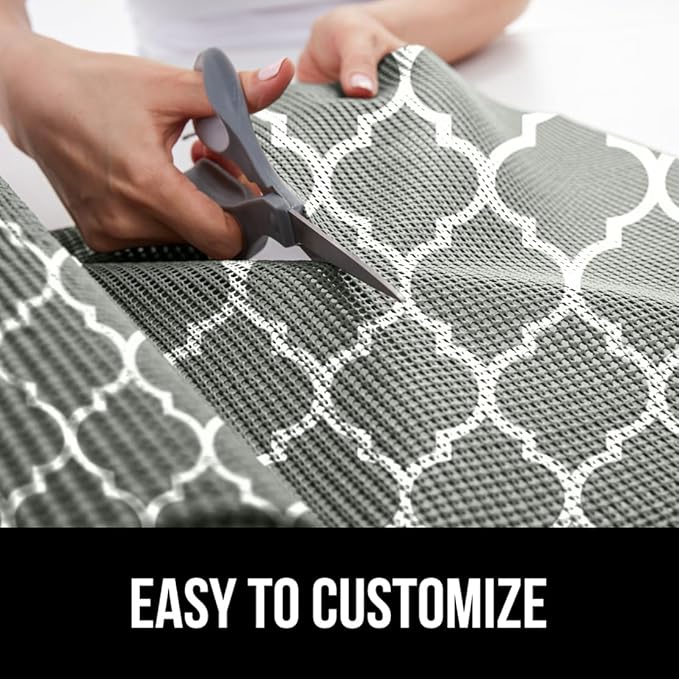 Gorilla Grip powerGRIP Drawer Shelf and Cabinet Liner, Thick Strong Hold, Non-Adhesive Liners Protect Kitchen Cabinets and Cupboard, Bathroom Drawers, Easy Install, Breathable Mat, 20" x10', Gray