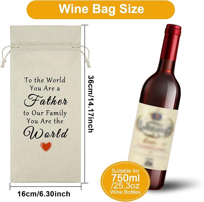 Sazuwu Funny Dad Gifts from Kids Wine Bag Happy Birthday Daddy Gifts from Daughter Fathers Day Gift from Son Wine Bottle Storage Bag Father Retirement Gift Wine Accessories Gifts for Wine Lovers