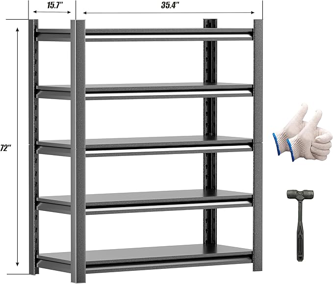 Garage Shelving Unit Rustproof 72" H3000bls Heavy Duty Storage Shelves Easy Assembly 5 Tier Adjustable Metal Steel Utility