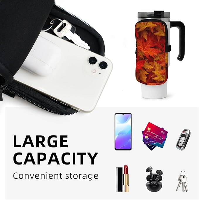 Galaxy Mandala Water Bottle Pouch for Stanley Cup 40oz 30oz,Personalized Gym Purse for Men Women, Tumbler Pouch with Versatile Pocket Water Bottle Bag for Cards, Keys, Phone