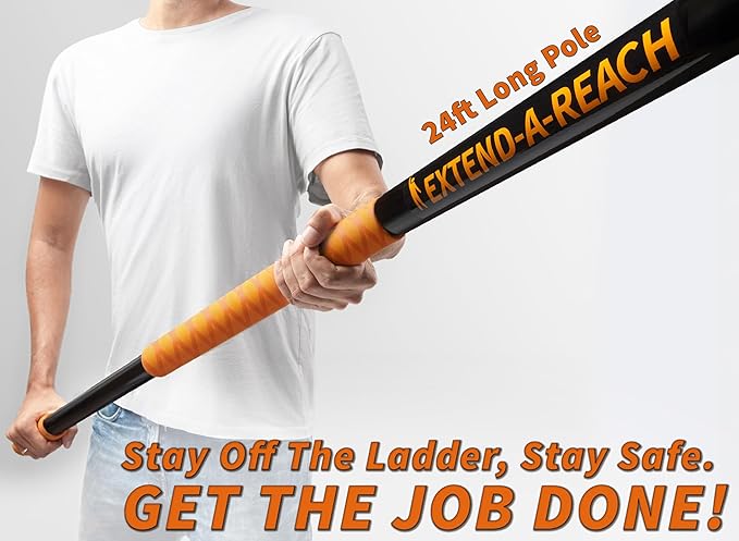 5-24 ft Long Telescoping Extension Pole // Multi-Purpose Extendable Pole with Universal Twist-on Metal Tip // Lightweight and Sturdy // Best Telescopic Pole for Painting, Dusting and Window Cleaning