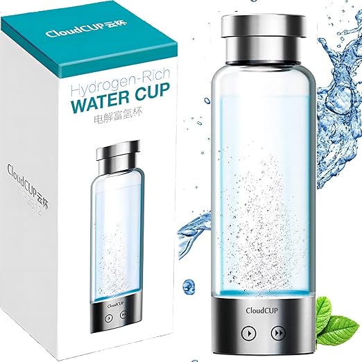 Hydrogen Water Bottle Generator 480ml Hydrogen Water Generator IC Intelligence Alkaline Water Machine Double Layer Glass Alkaline Water Bottle Led Water Ionizer USB Alkaline Water Filter Bottle