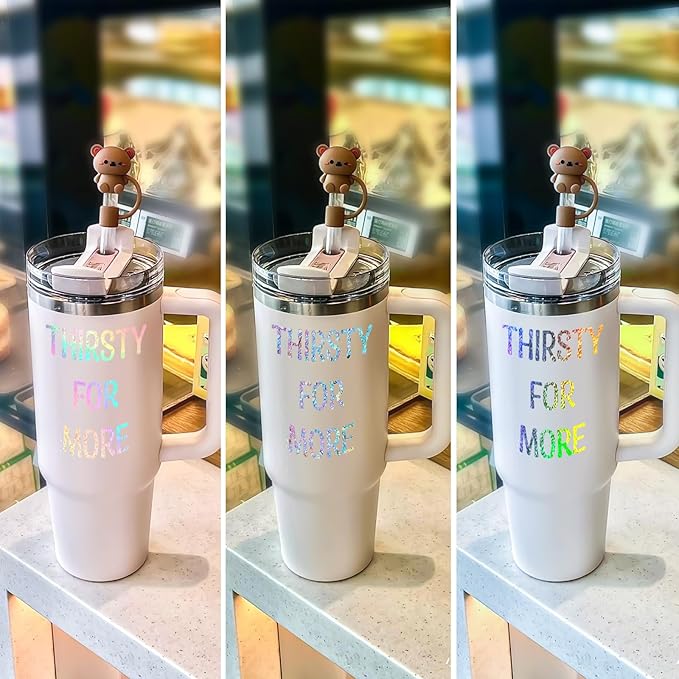 6 Pack Shiny Letters Stickers for Stanley Cups, Self Adhesive Waterproof Vinyl Custom Name Alphabet Number Sticker, Tags Logo Decor for Adults Kids Laptop Sign Desk Classroom