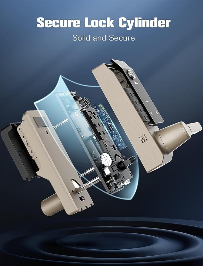 Smart Lock Doorbell Fingerprint Smart Door Lock Deadbolt for Homeowners or Parents Door Lock with Camera and Door Handle for Renters, Keyless Entry Door Lock for Front Door (Contour Bronze)