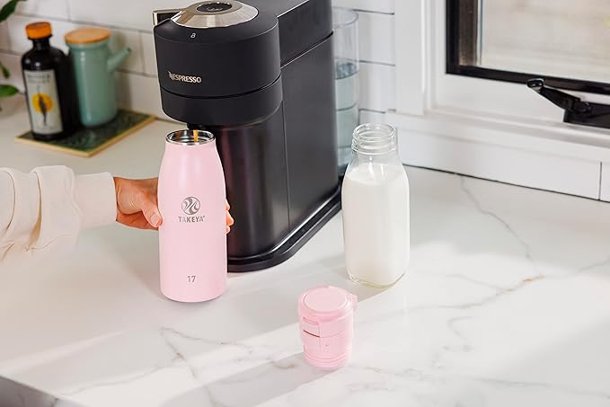 Takeya 17 oz Traveler Stainless Steel Insulated Travel Coffee Mug with Locking Leak Proof Lid, Premium Quality, BPA Free,, Blush