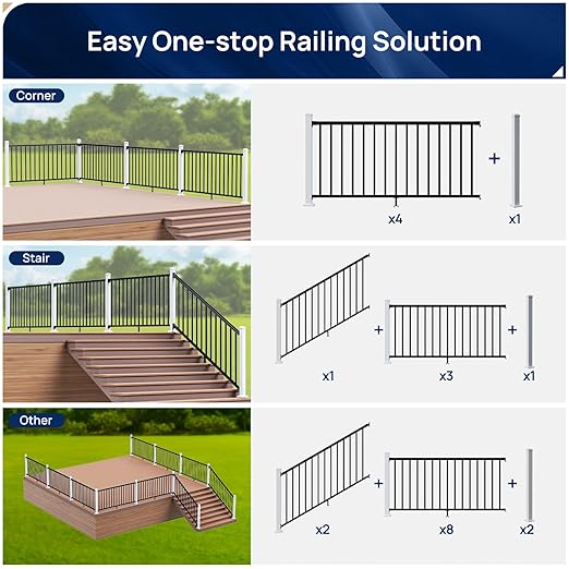 2.56 in x 2.56 in x 39 in White Aluminum Deck Railing Post with Screws & Drill, Outdoor Textured Powder-Coated Finish Stair Railing Post for Decks, Porches & Balconies (1x 39in Post)