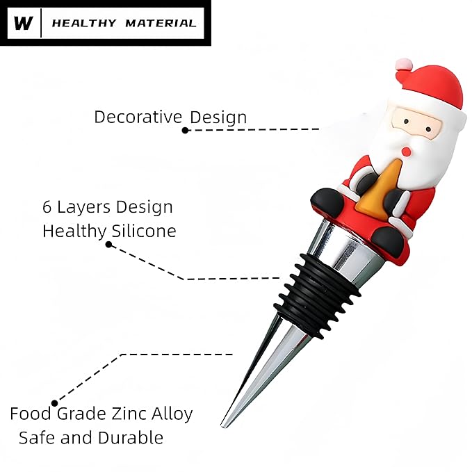 Xmas Decorative Wine Stopper,Cool Wine Bottle Stoppers for Glass Bottles,Crystal Bottle Stopper Fits Standard Bottles,Fancy Decors Wine Tools (Xmas2)