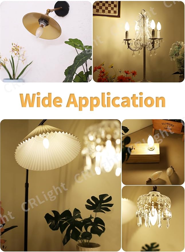 CRLight 6W Dimmable LED Candelabra Bulb 3200K Soft White, 80W Equivalent 750LM, E12 Base LED Filament Light Bulbs, Antique Edison B11 Candle Frosted Glass Chandelier Bulbs, Pack of 8