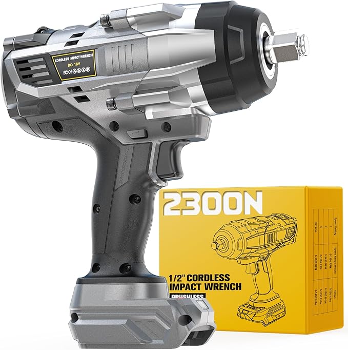Cordless Impact Wrench 1/2" Compatible with DeWalt 20V Battery, 1700 Ft-lbs (2300 Nm) High Torque Impact Driver, Brushless Electric Impact Gun with 4 Modes & LED Light for Car, Truck, Mower(Bare Tool)