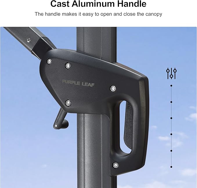 PURPLE LEAF 8 Feet Patio Umbrella Outdoor Cantilever Square Umbrella Aluminum Offset Umbrella with 360-degree Rotation for Garden Deck Pool Patio, Navy Blue