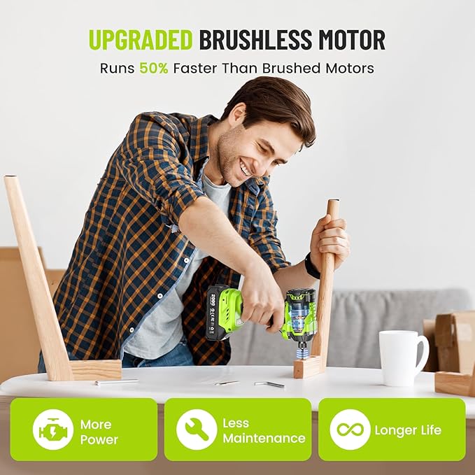 Impact Driver: 21V 1/4" Hex Cordless Impact Driver, 230N.m (2,035in-lbs) Brushless Impact Driver Drill Set, 20Psc Screwdriver Bits, 2.0 Ah Battery, Variable Speed for DIY and Automotive