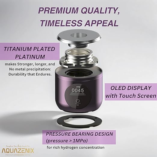Premium Hydrogen Water Generator - 3500 ppb Hydrogen-Rich Water, Advanced SPE/PEM Technology, OLED Display, Rechargeable Battery, Lilac