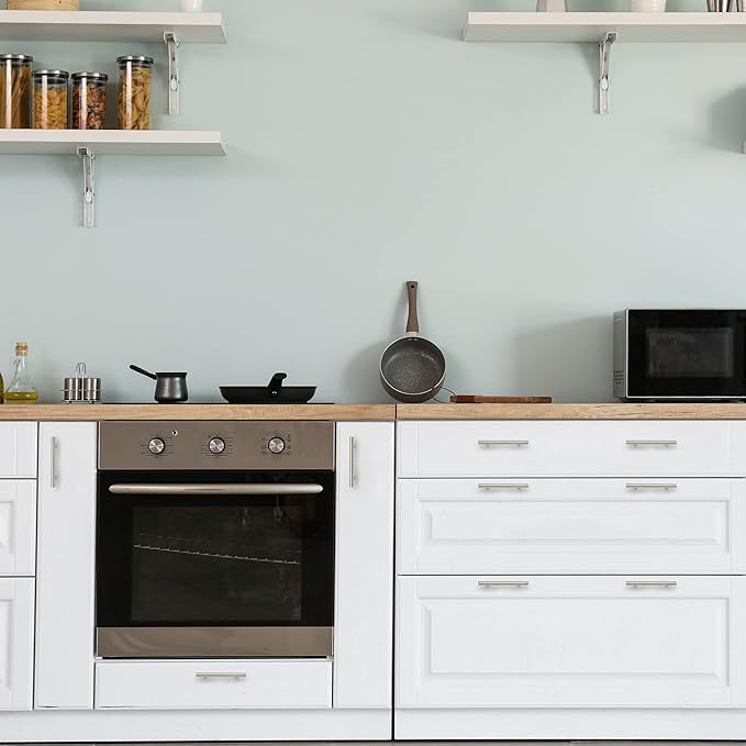 Ravinte 10 Pack | 6'' Cabinet Pulls Brushed Nickel Stainless Steel Kitchen Drawer Pulls Cabinet Handles 6”Length, 3-3/4” Hole Center with Mounting Template