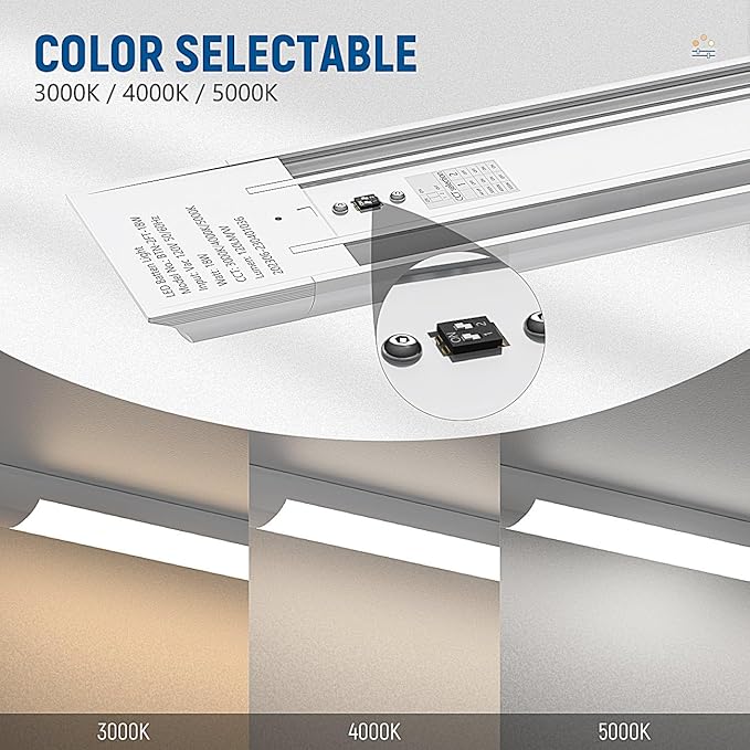 DAKASON 4-Pack 4FT LED Closet Light Fixture, 4-Foot Flush Mount Garage Ceiling Lighting 36W 4320lm, 48in Flat Panel Lights Hardwired for Basement, Kitchen, Utility, 3/4/5000K Adjustable No Plug