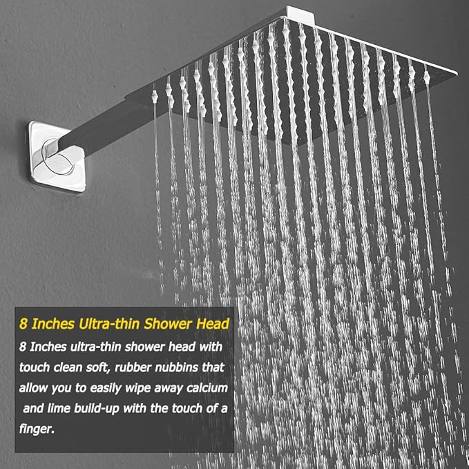 Shower System with High Pressure Rainfall Shower Head, Handheld Shower head and Shower Faucet Trim, Rain Mixer Shower Set Wall Mounted Chrome（Valve Include）
