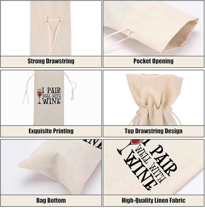 Funny Wine Quotes Wine Bag Wine Tasting Party Supplies for Wine Lovers Women Men Bride Groom Grammy Christmas Birthday Wedding Bachelorrette Party Wine Bags
