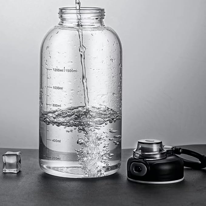 Glass Tea Bottle with Infuser 33oz - Large Glass Tea Tumbler with Lock Lid and Sleeve,Leakproof Glass Sports Water Bottle with Direct Drink Spout for Gym Home Workout