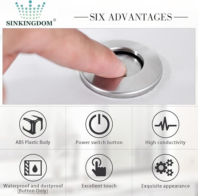 Garbage Disposal Air Switch Kit with Long Button, Brushed Nickel (Brass Cover)