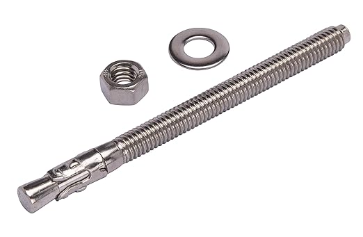Bolt Dropper 3/8" x 5" Wedge Anchor (5 Pack), 18-8 (304) Stainless Steel Corrosion Resistance Commercial Grade Washers and Nuts Included